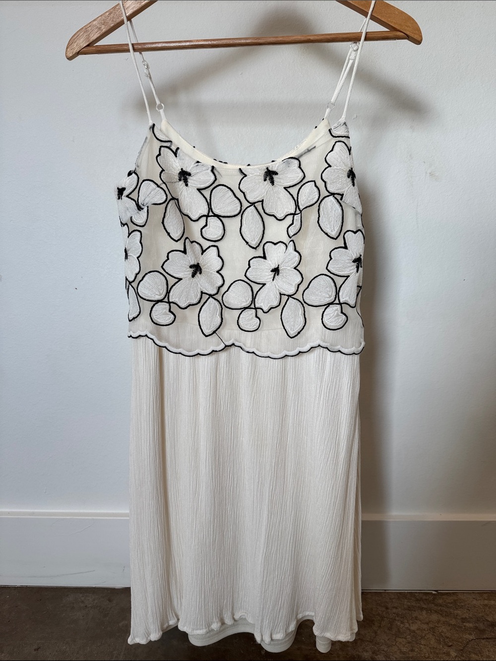 Altar’d State White Floral Embroidered Spaghetti Strap Dress - Size Small